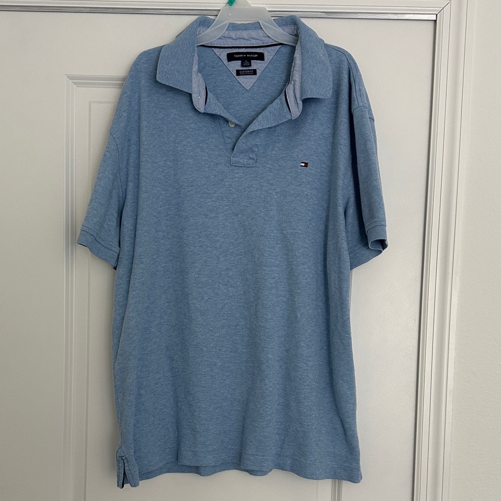 Tommy Hilfiger Men's Light Blue Polo Shirt